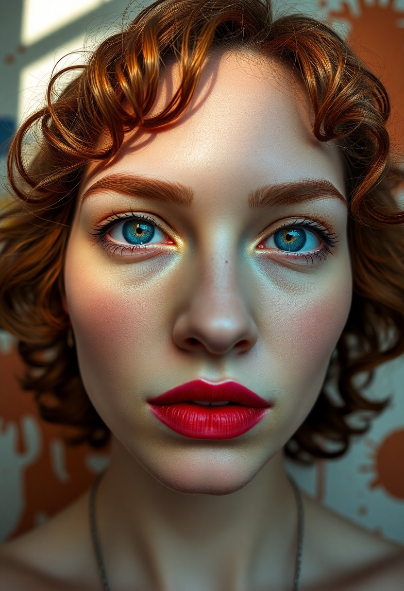 AI generated art for prompt: Craft a hyper-realistic portrait with surreal undertones from a close-up, 'bug's-eye perspective' of