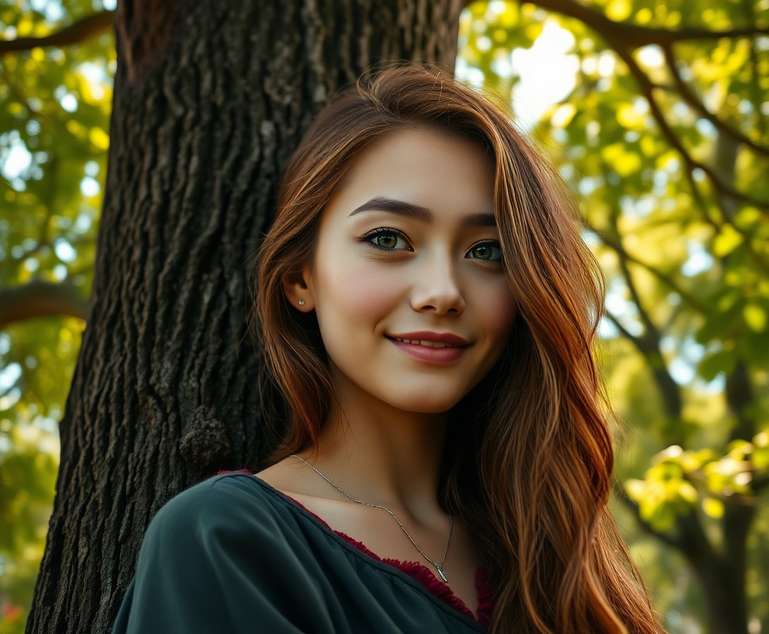 AI generated art for prompt: Craft an ultrarealistic portrait of a young Central Asian woman with serene green eyes and cascading