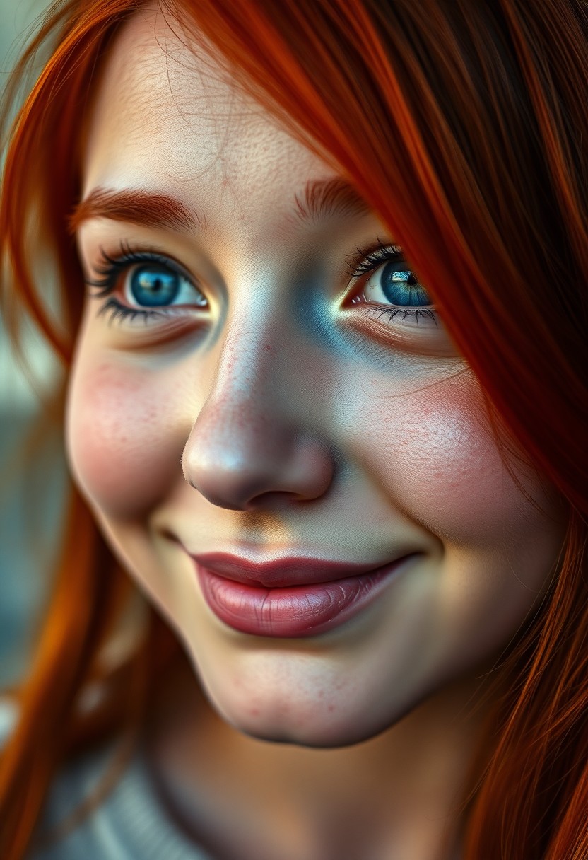 AI generated art for prompt: Craft an image showcasing a young Central Asian woman's striking features—tranquil blue eyes, delica