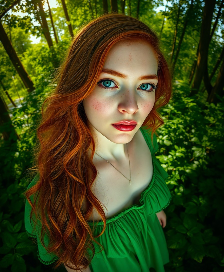 AI generated art for prompt: A hauntingly beautiful portrait, bathed in ethereal moonlight filtering through a dense forest canop