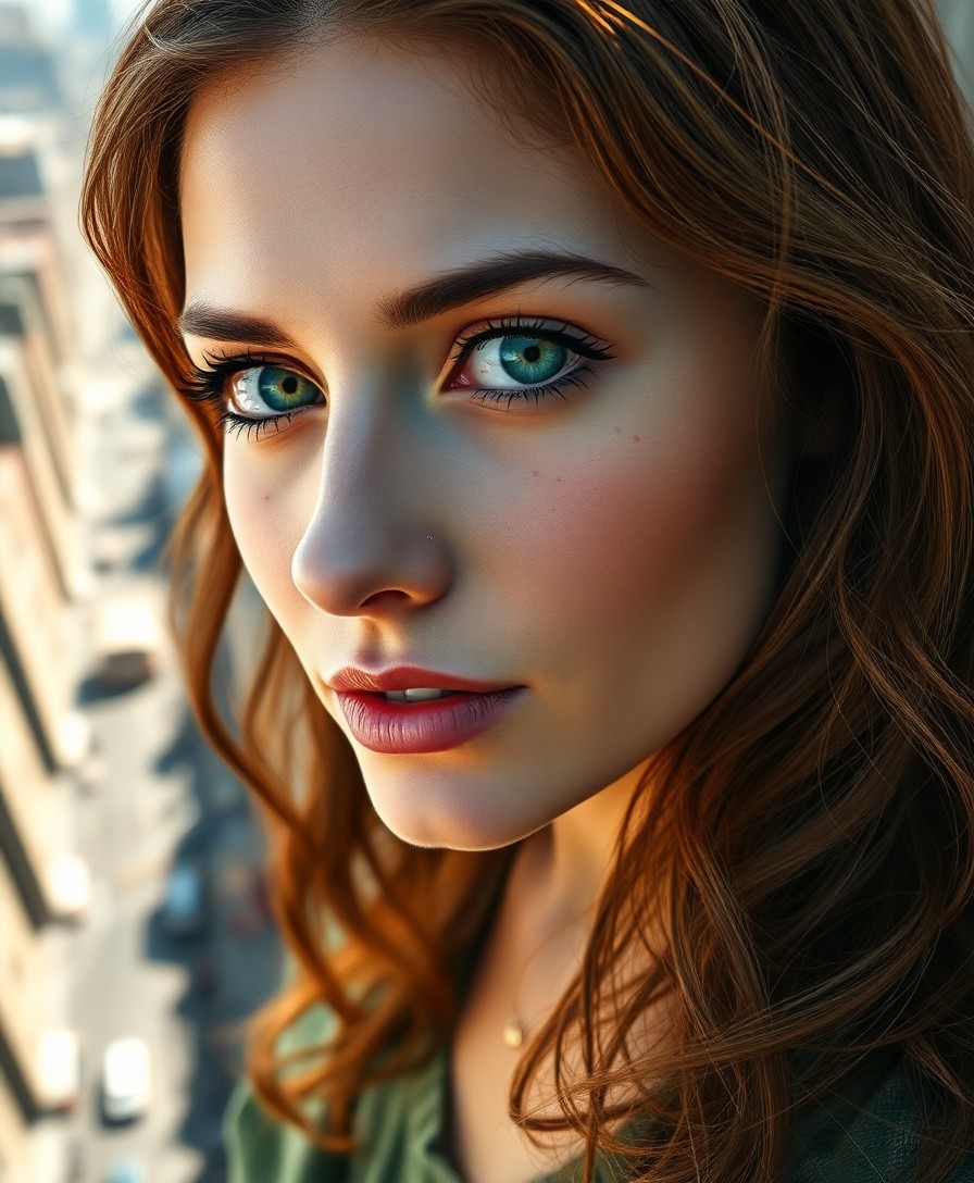 AI generated art for prompt: Imagine a photorealistic portrait of a captivating 30-year-old Slavic woman with deep green eyes and