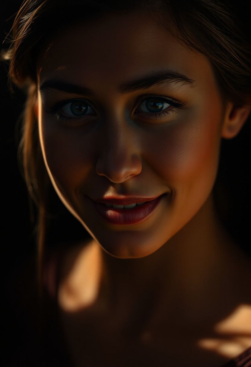 AI generated art for prompt: Craft a hyperrealistic portrait reminiscent of Rembrandt's chiaroscuro style, showcasing a youthful 