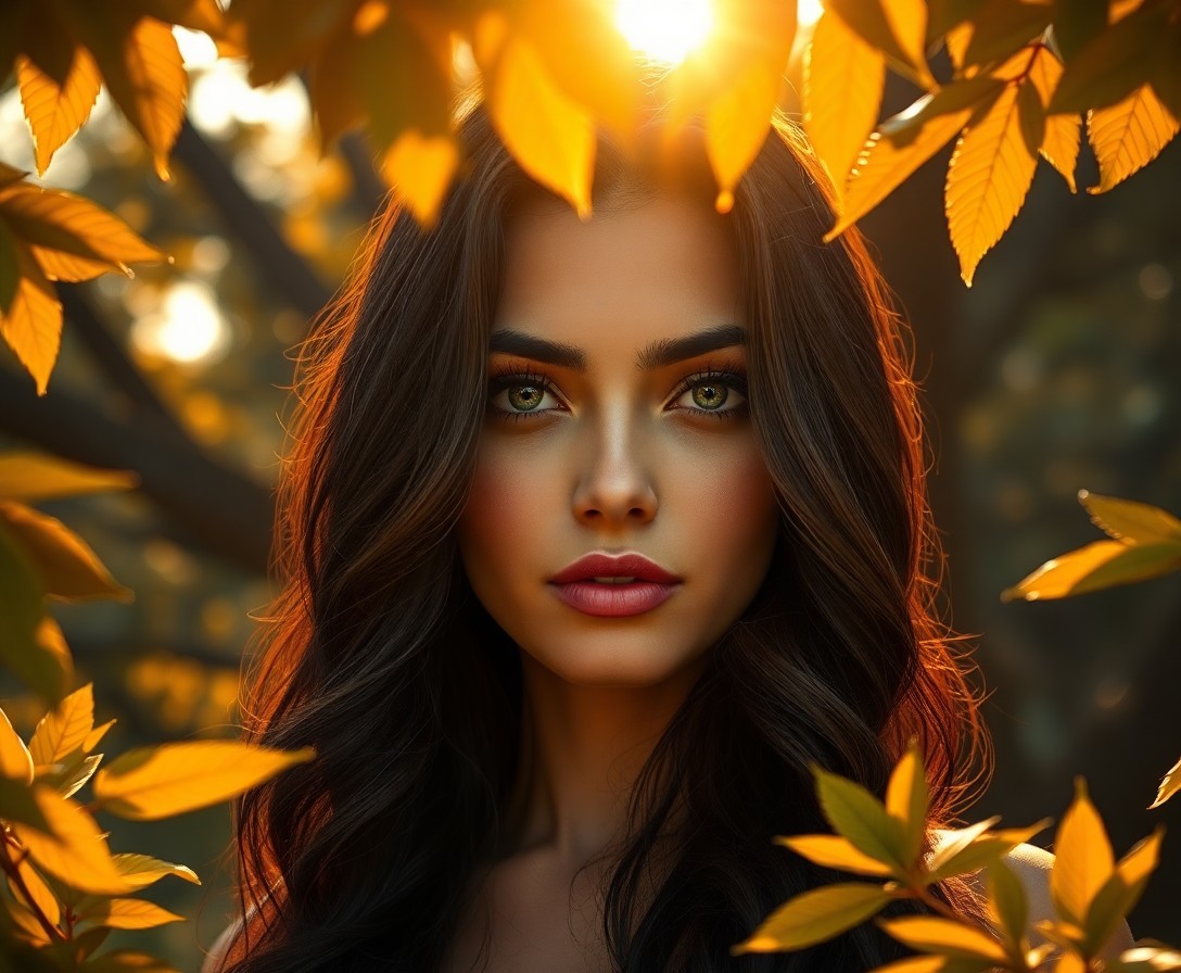 AI generated art for prompt: Craft a hyperrealistic portrait showcasing an enigmatic Latin American woman's allure amidst dusk's 