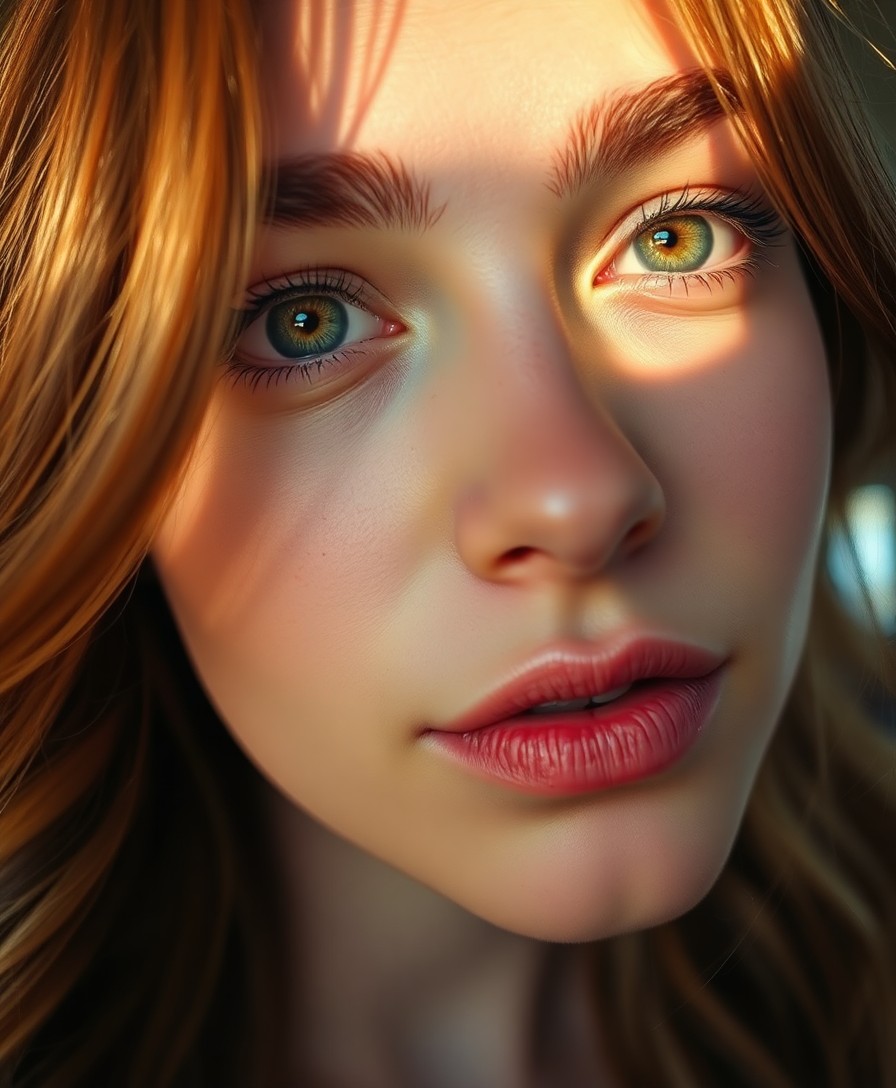 AI generated art for prompt: Envision a captivating close-up portrait of an enigmatic Eastern European woman with mesmerizing gre