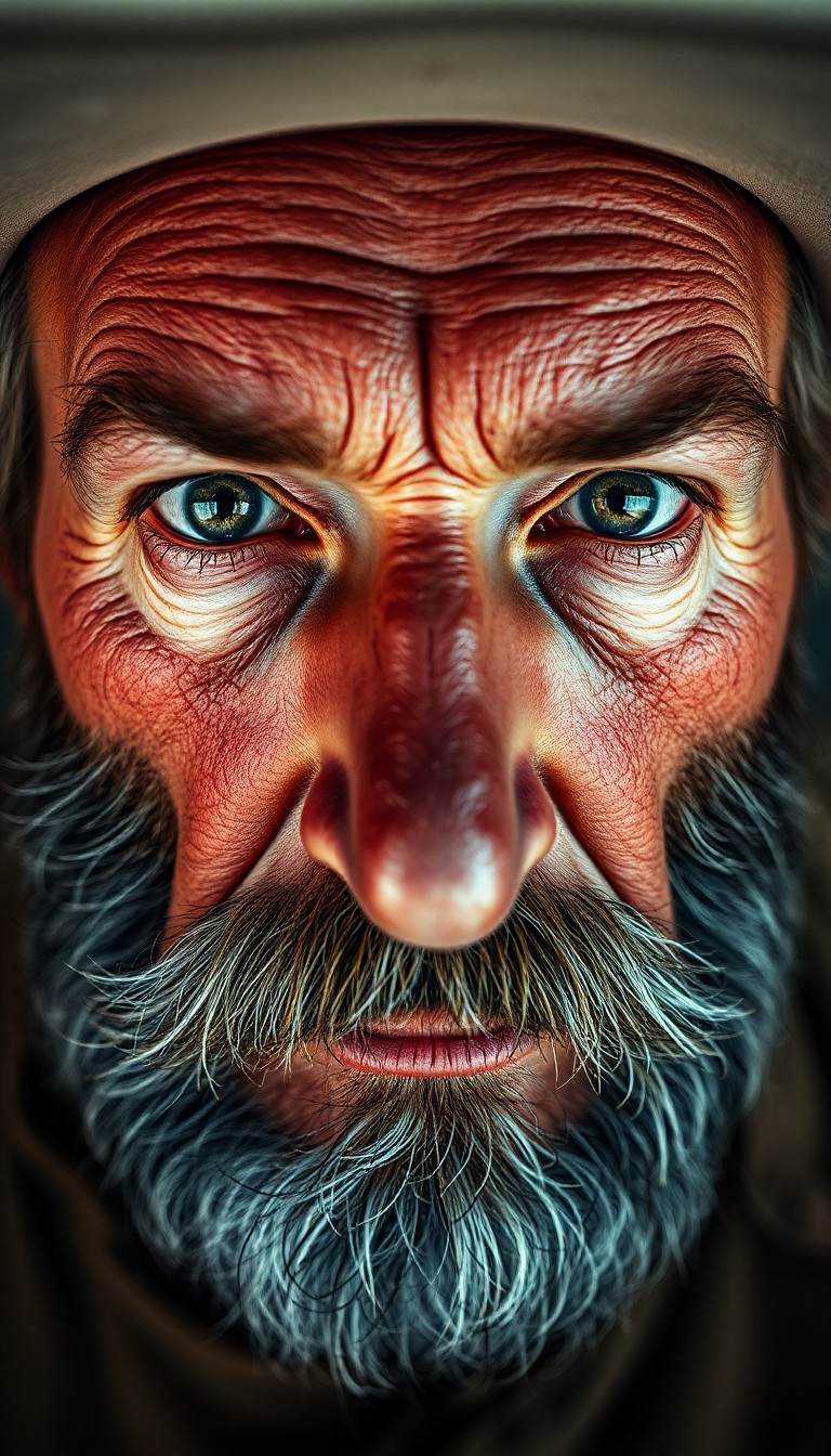 AI generated art for prompt: Craft a photorealistic portrait of a middle-aged Slavic man with rugged features and a salt-and-pepp