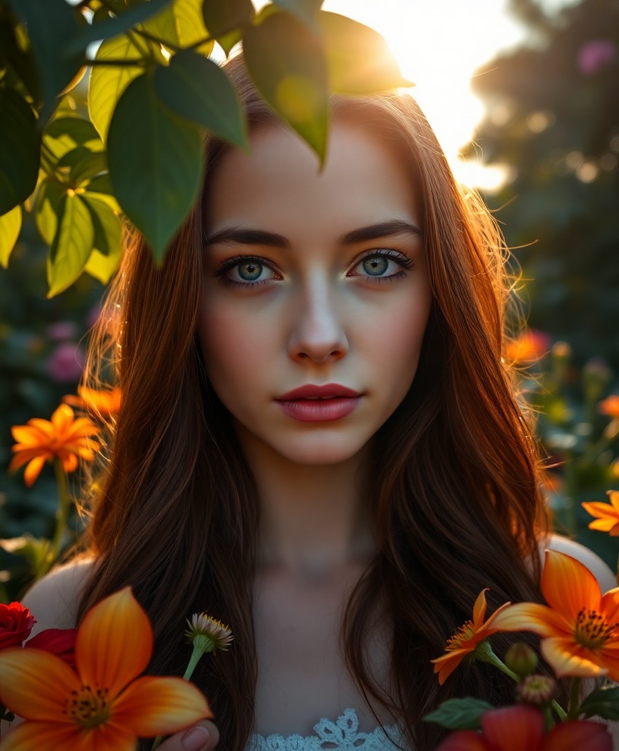 AI generated art for prompt: A portrait photograph showcases an enigmatic Slavic woman with docile blue eyes, flawless porcelain 