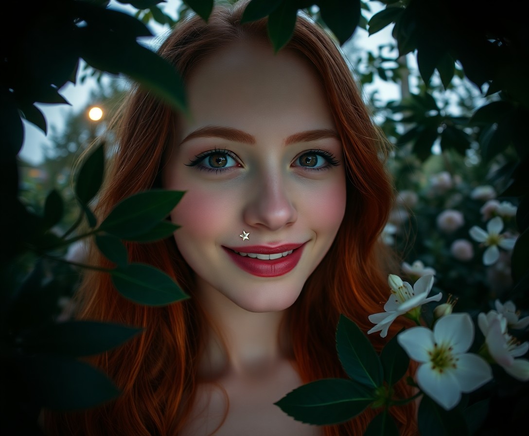 AI generated art for prompt: A captivating portrait of a Nordic woman with porcelain skin and deep brown eyes exudes playfulness 