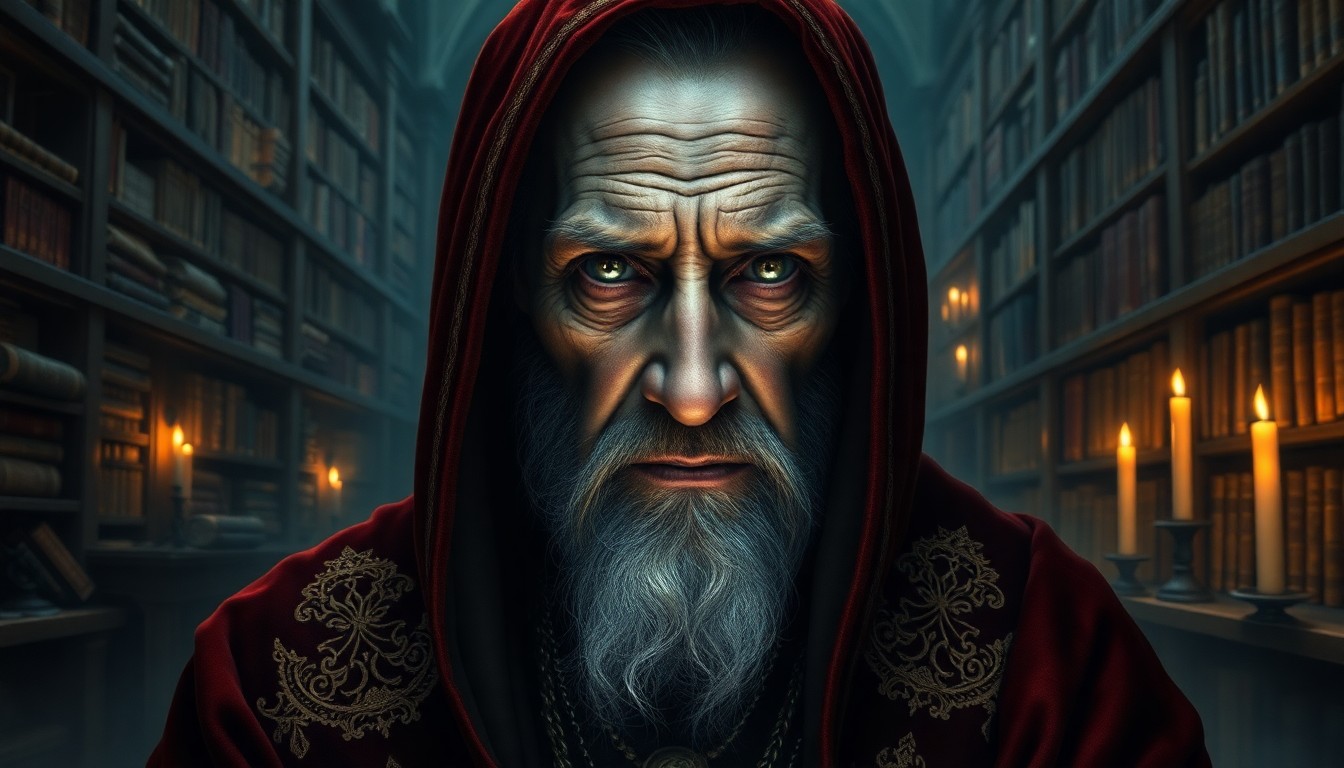 AI generated art for prompt: A highly detailed, ultrarealistic portrait of an enigmatic mystic, their deep, wise gaze and wizened