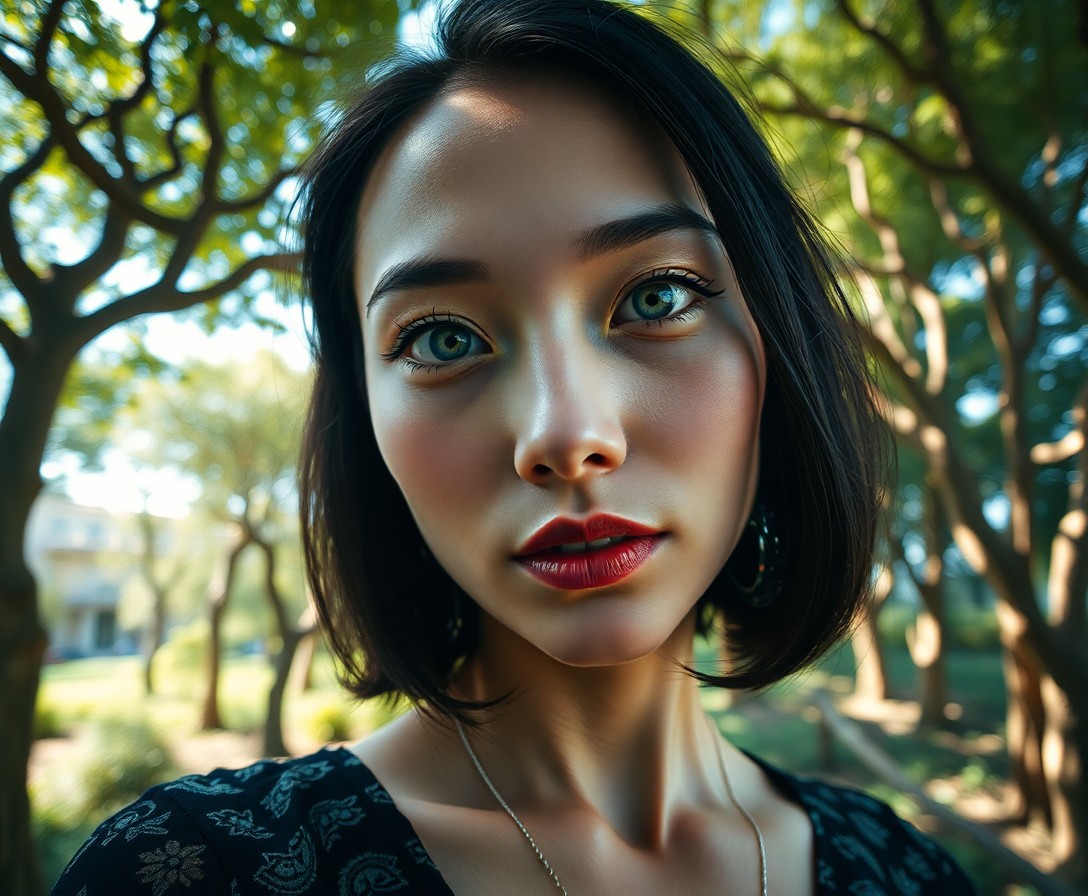 AI generated art for prompt: A captivating portrait of a Central Asian woman with enigmatic allure. Her hazy green eyes and delic