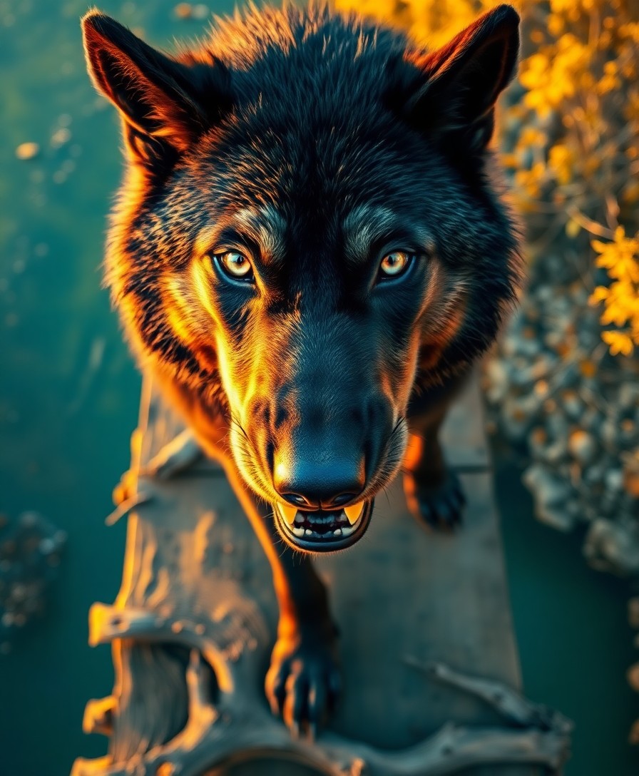 AI generated art for prompt: A highly detailed, super-realistic portrait captures the intense gaze of a silver-eyed wolf shifter.