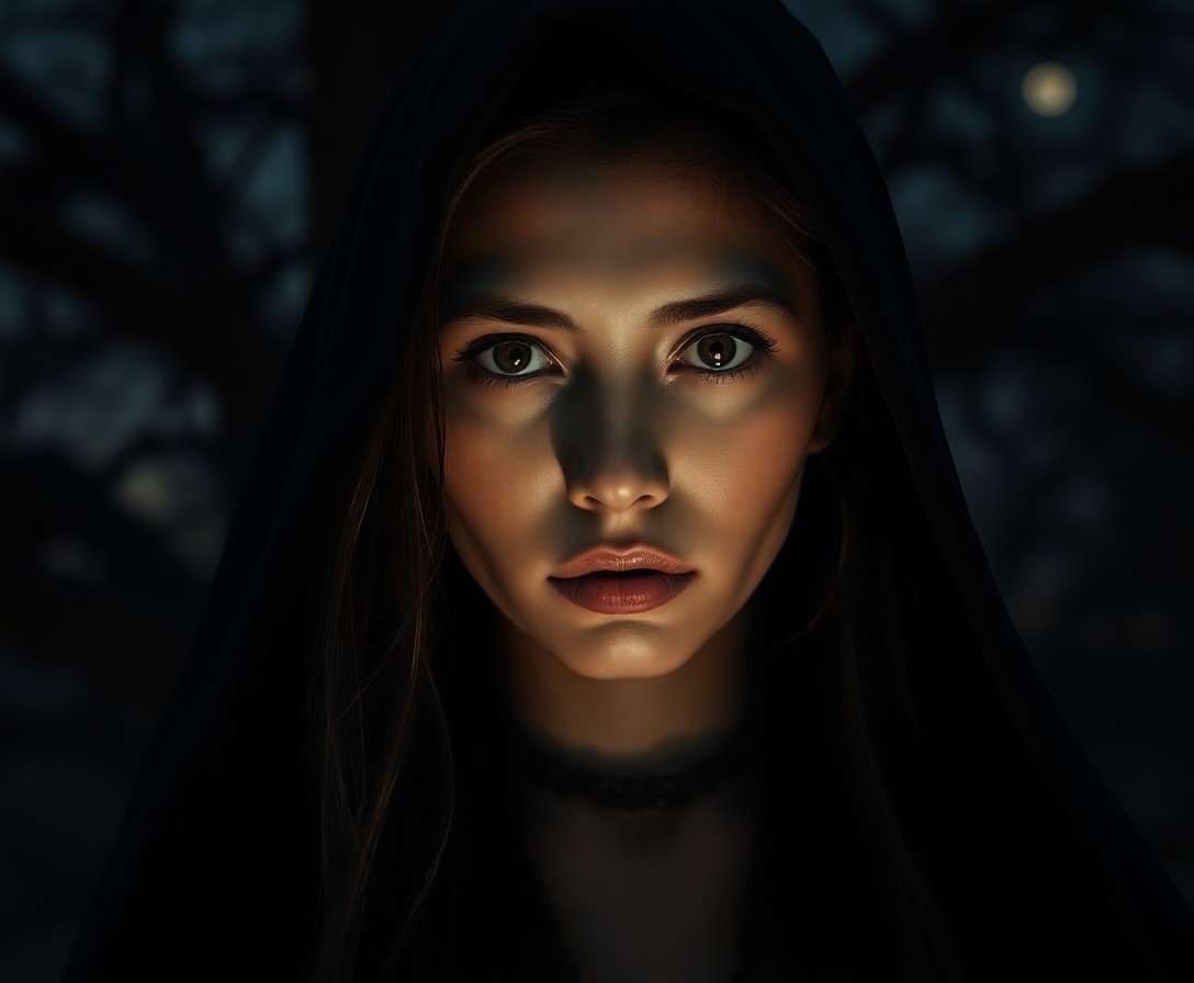 AI generated art for prompt: Create a hauntingly beautiful portrait inspired by Rembrandt's chiaroscuro technique, capturing the 