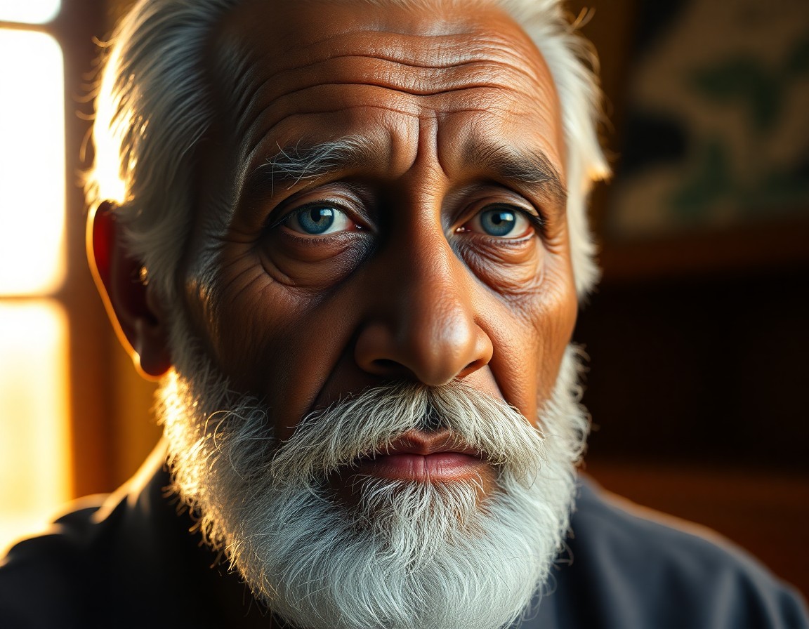 AI generated art for prompt: Create an image in the style of a hyper-realistic digital painting, focusing on a close-up portrait 