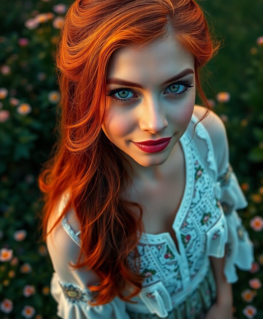 AI generated art for prompt: A captivating portrait captures the essence of a young Latin American woman with warm, green eyes an