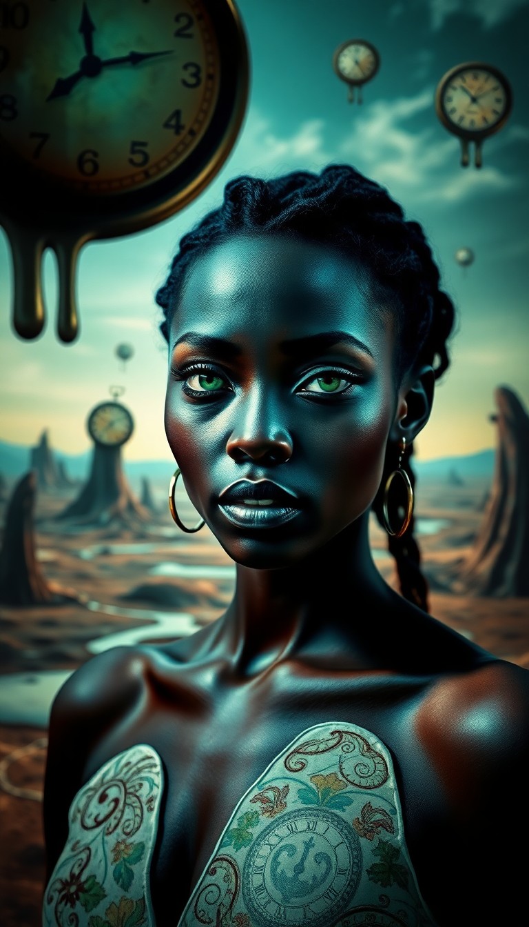 AI generated art for prompt: Imagine a portrait photograph capturing the enigmatic allure of a Sub-Saharan African woman with cap