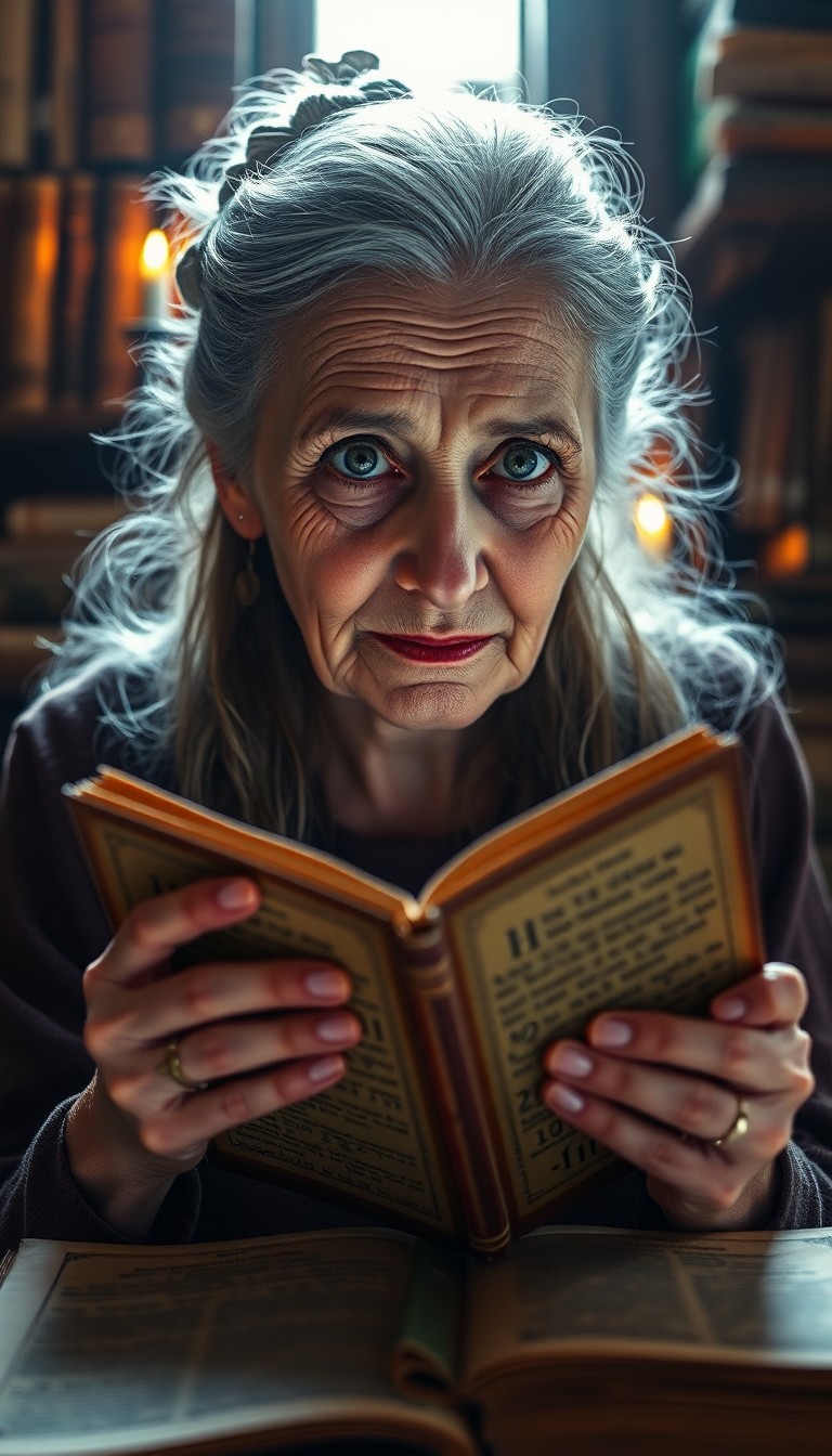 AI generated art for prompt: A striking photorealistic portrait showcases an elderly Eastern European woman, her wise eyes and ca