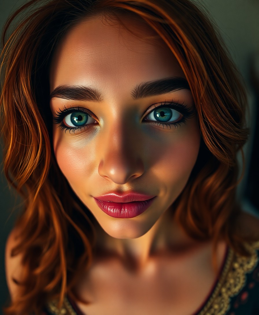 AI generated art for prompt: Envision a captivating portrait of a North African woman with emerald eyes, accentuated by thick dar