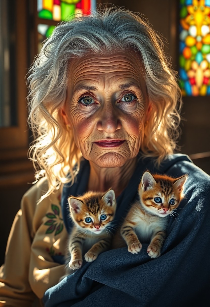 AI generated art for prompt: Envision an ultra-realistic portrait of a wise Mediterranean elder with wavy silver hair and dreamy 