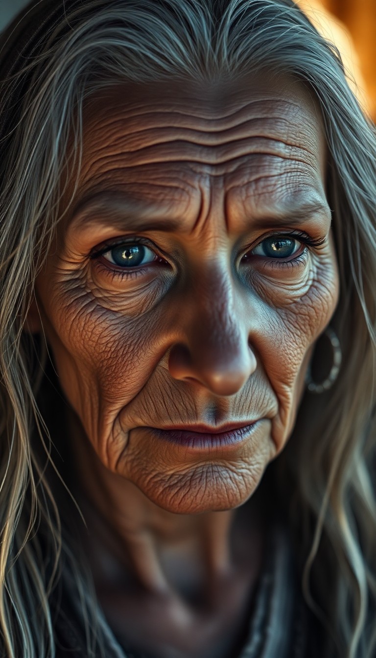 AI generated art for prompt: A hyperrealistic portrait showcases an aged mystic's enigmatic countenance with piercing eyes exudin