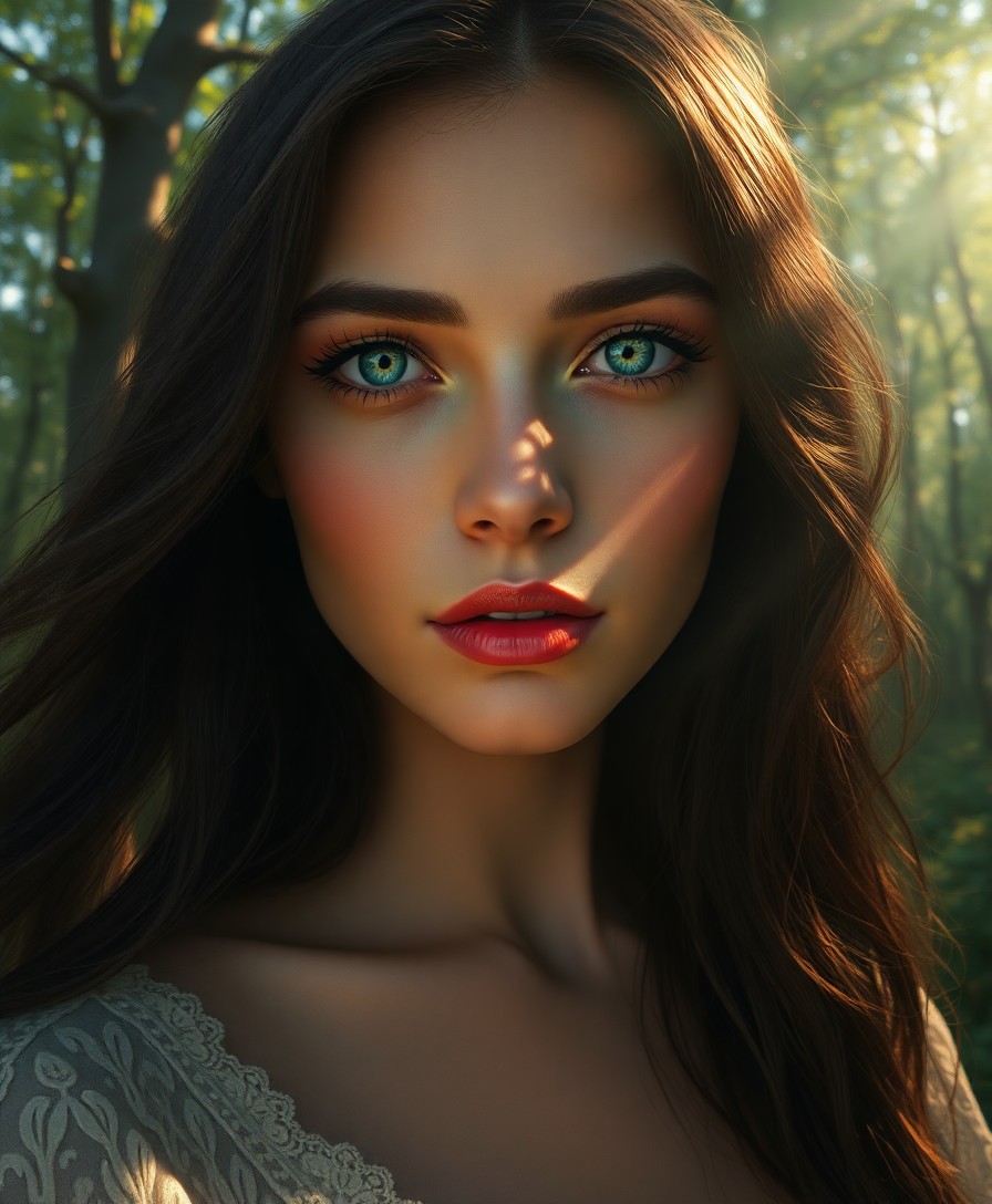 AI generated art for prompt: Craft a photorealistic digital painting of an Eastern European woman exuding allure and enigma. Her 