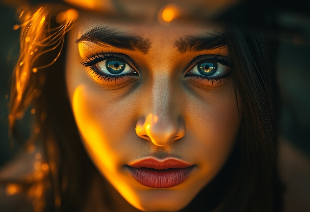 AI generated art for prompt: A captivating close-up portrait showcases a South Asian woman with melancholic green eyes and raven 