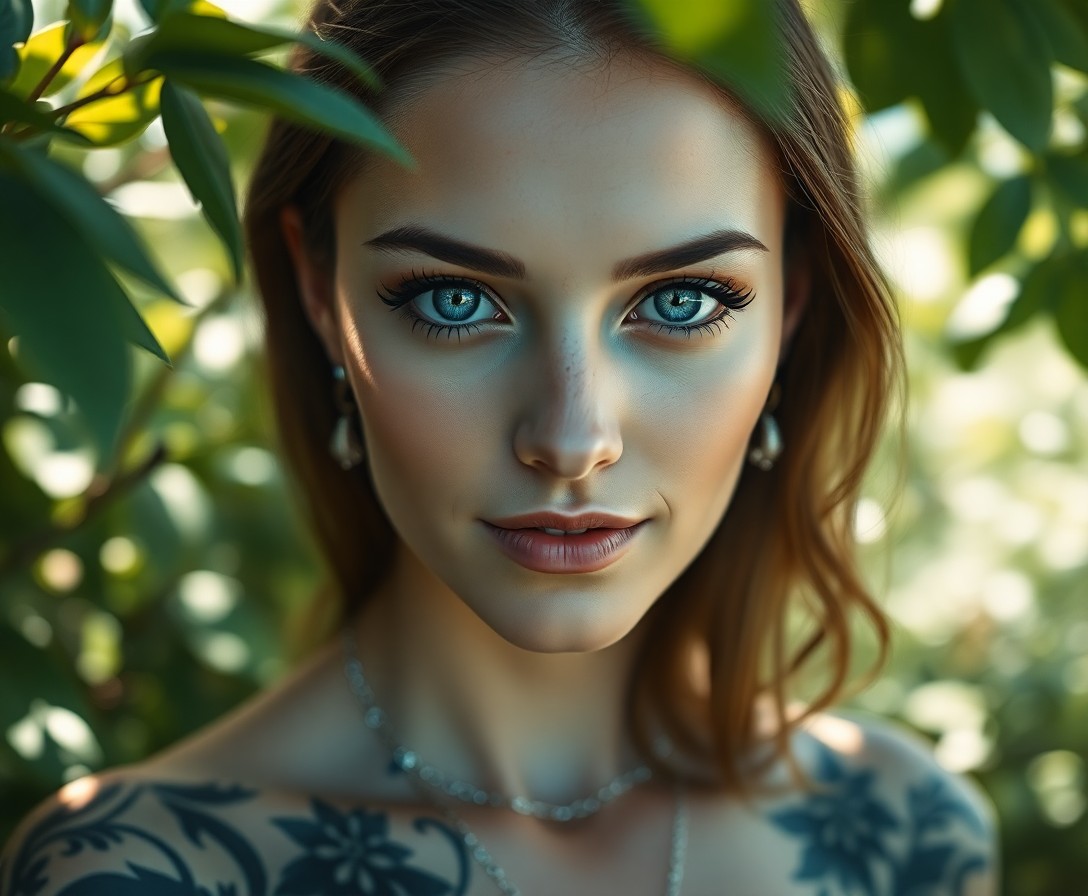 AI generated art for prompt: Envision a hyperrealistic portrait of an alluring Mediterranean woman with captivating clouded blue 