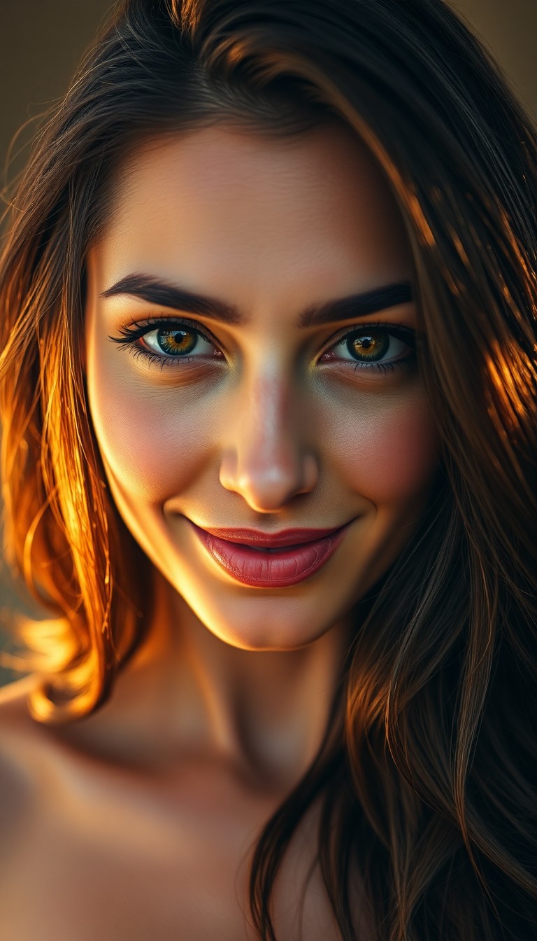 AI generated art for prompt: Craft a portrait of an enigmatic Southern European woman in her mid-thirties with captivating hazel 