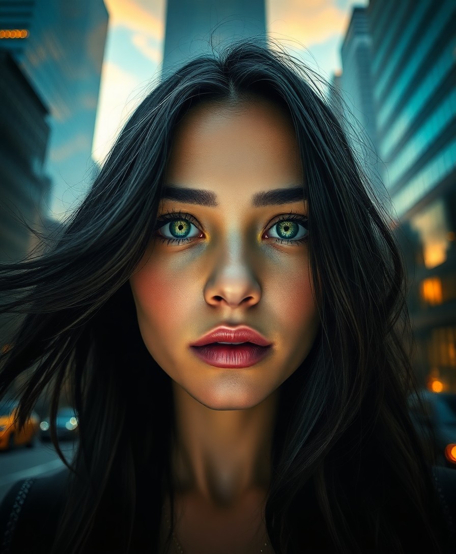 AI generated art for prompt: Envision a hyperrealistic portrait showcasing an enigmatic figure with piercing emerald eyes and flo