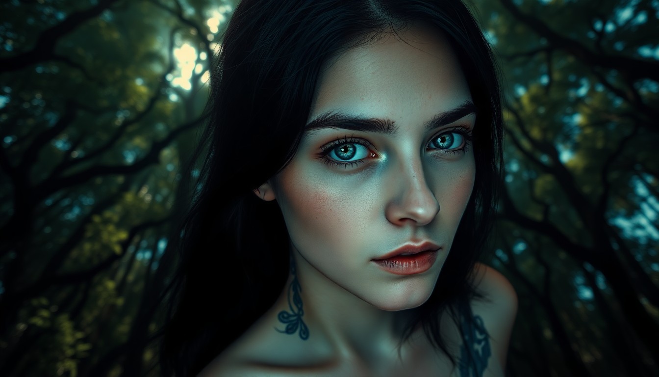 AI generated art for prompt: Envision a photorealistic portrait capturing a young Southern European woman with captivating blue e