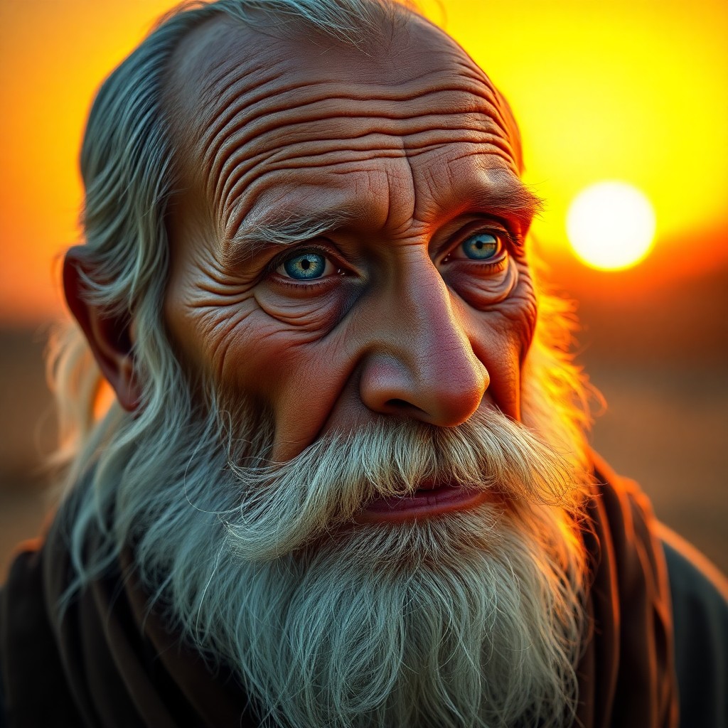 AI generated art for prompt: Craft a photorealistic close-up portrait of an elderly North African man with distinctive gnarled fe