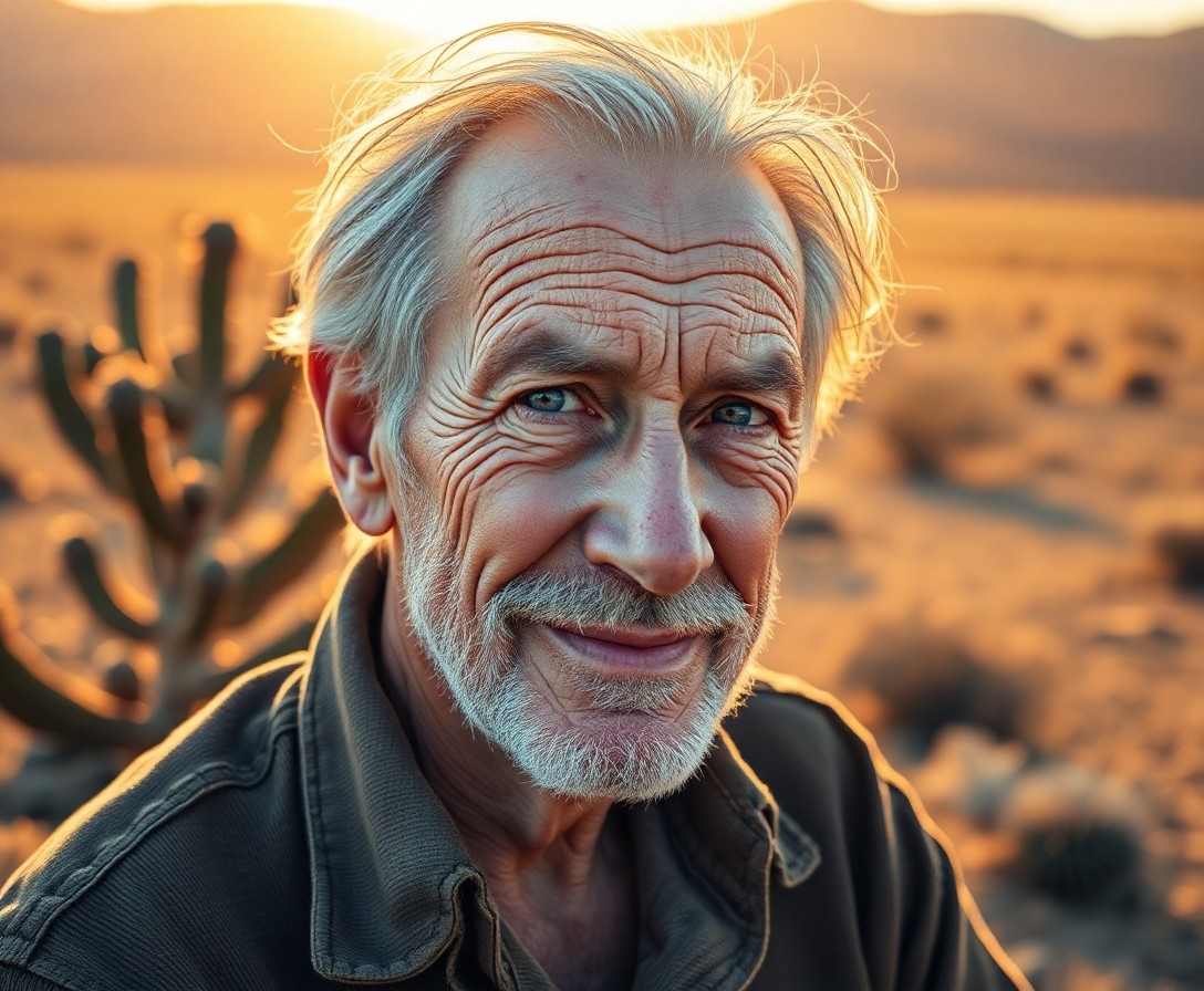 AI generated art for prompt: A photorealistic portrait photograph captures an elderly Eastern European man with a lifetime of wis