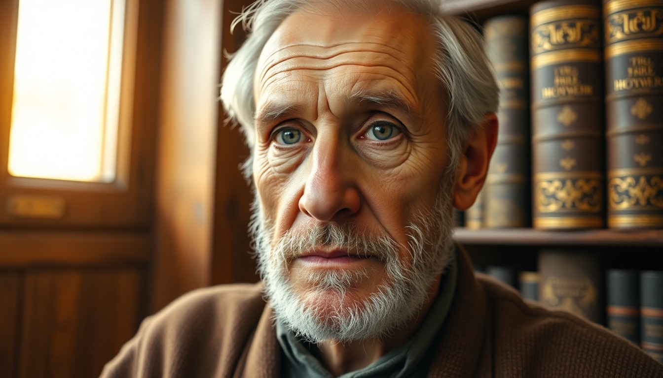 AI generated art for prompt: Craft a hyperrealistic oil painting portrait of an elderly Eastern European man with piercing wisdom