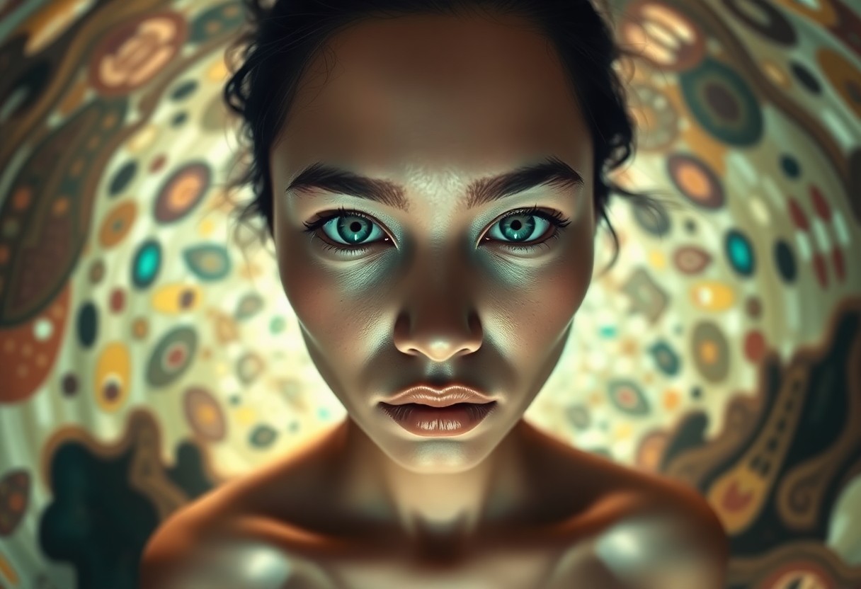 AI generated art for prompt: A captivating portrait of an enigmatic Micronesian woman emerges from a surrealist-inspired Renaissa