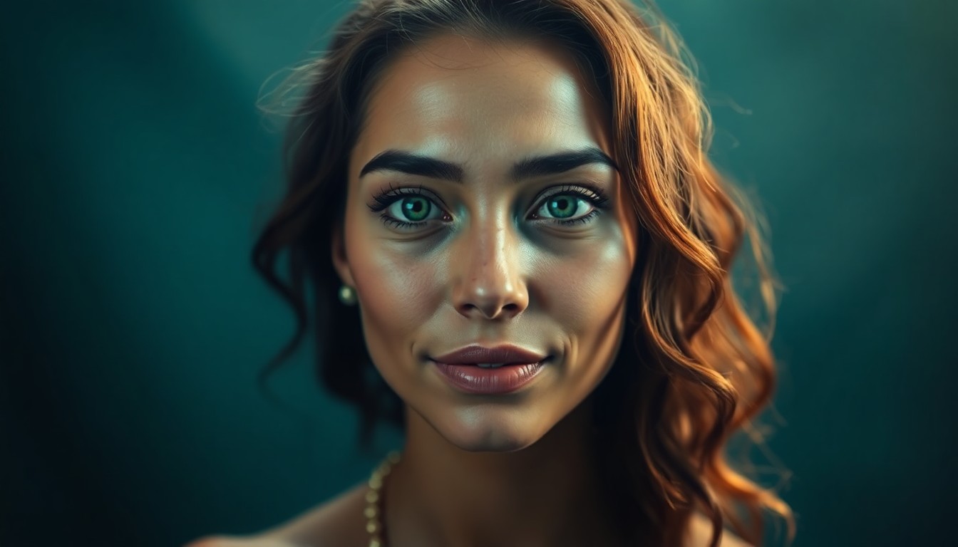 AI generated art for prompt: Craft a hyperrealistic oil painting portrait of an enigmatic Aboriginal woman with captivating emera