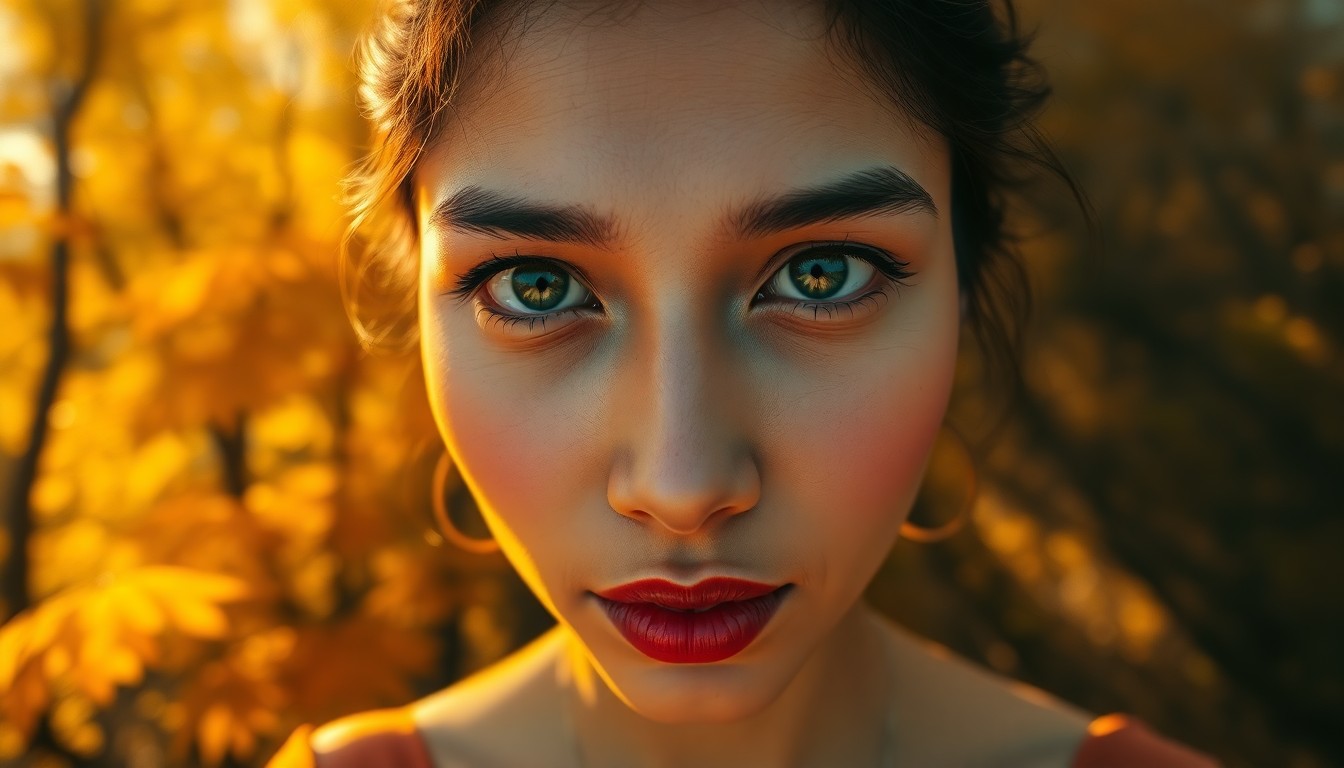 AI generated art for prompt: A photorealistic portrait captures a captivating South Asian woman with striking green eyes and full