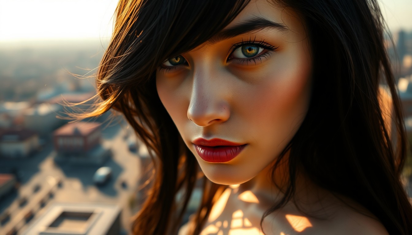 AI generated art for prompt: A captivating portrait of a mysterious Central Asian woman showcases her melancholic green eyes and 