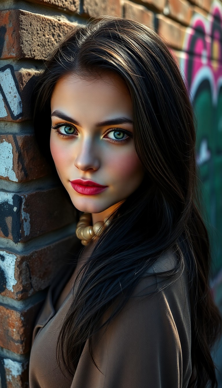 AI generated art for prompt: A photorealistic portrait photograph showcases a youthful Slavic woman with enigmatic green eyes and