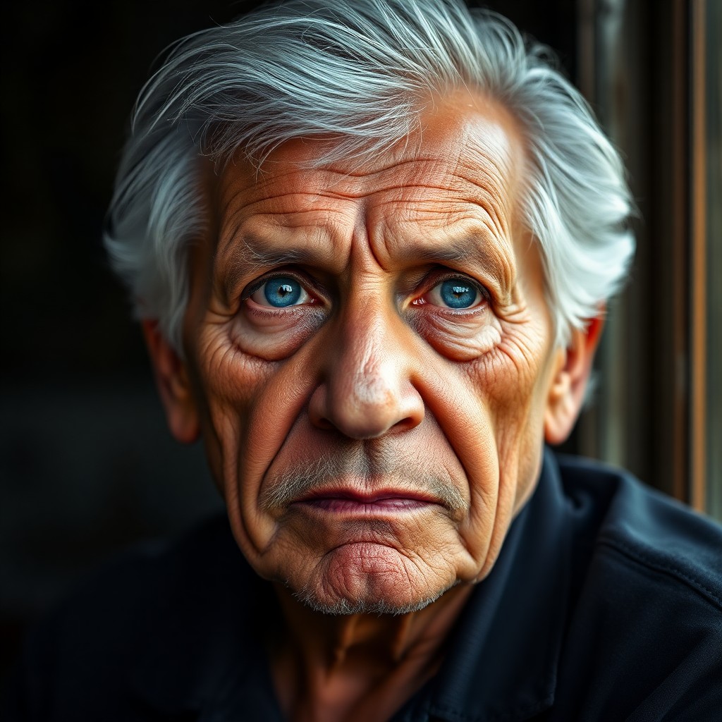 AI generated art for prompt: A highly detailed portrait photograph captures an elderly Hispanic man's profound wisdom and resilie