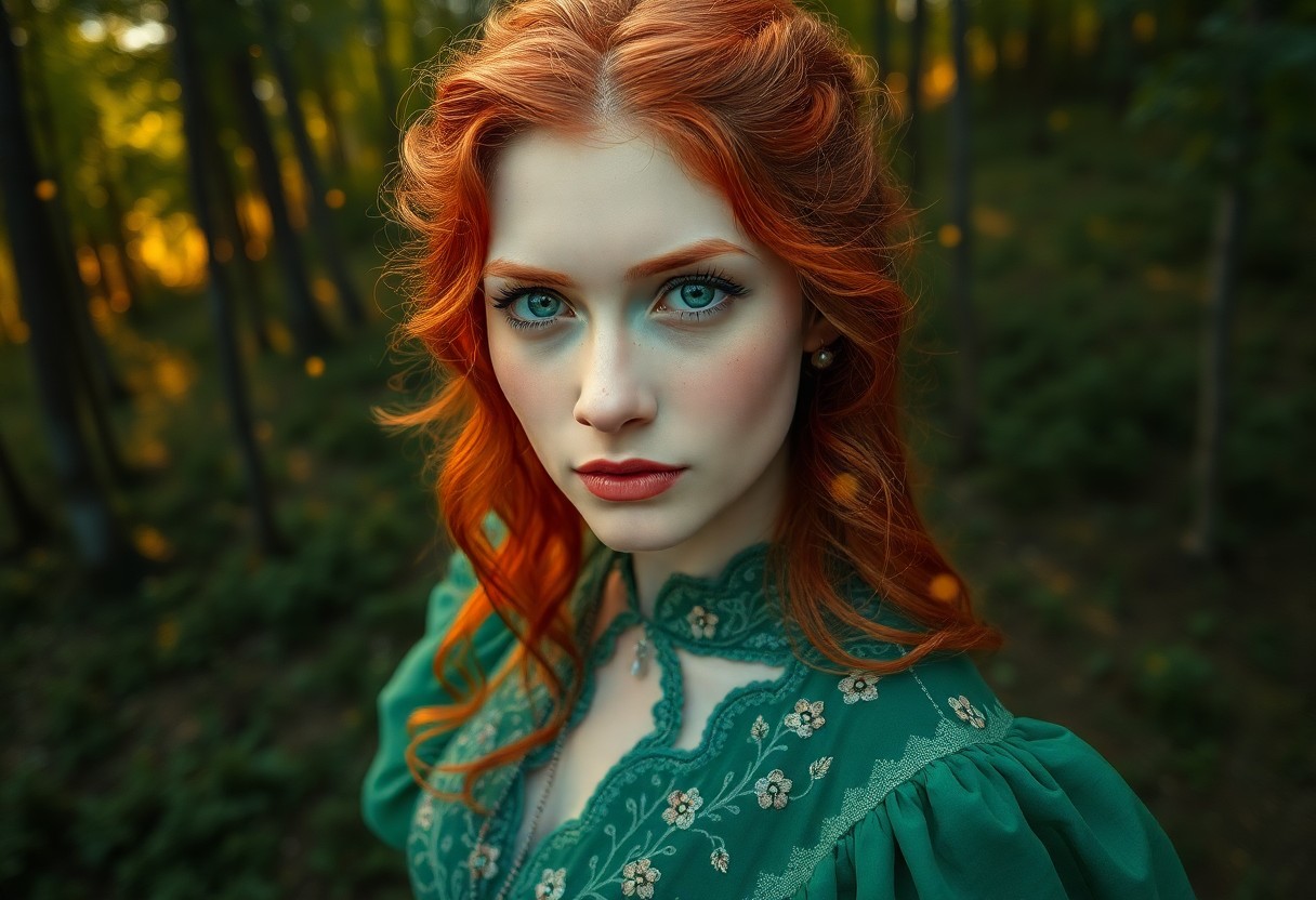 AI generated art for prompt: Create a hyperrealistic portrait of a mysterious Slavic woman with warm blue eyes and delicate freck