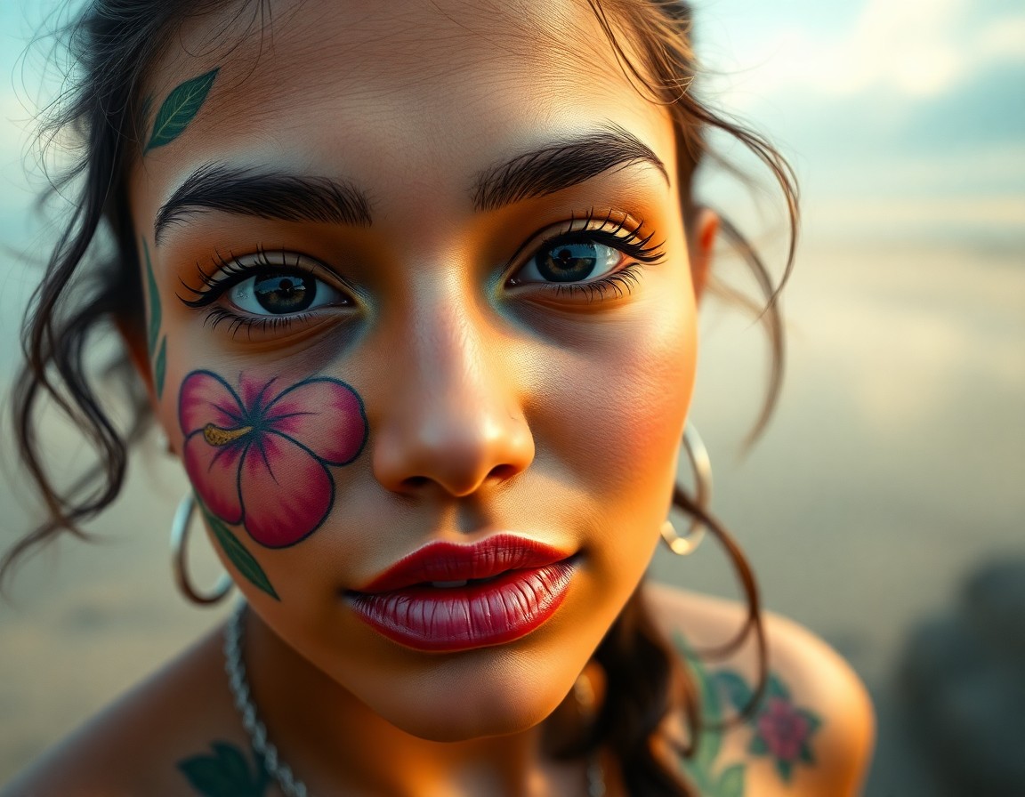 AI generated art for prompt: Create a hyperrealistic digital portrait, capturing the essence of a young Latin American woman with