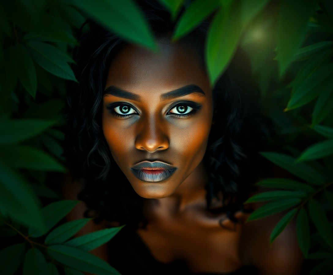 AI generated art for prompt: Imagine an ultrarealistic portrait of a Sub-Saharan African woman with enigmatic charm. She has pier