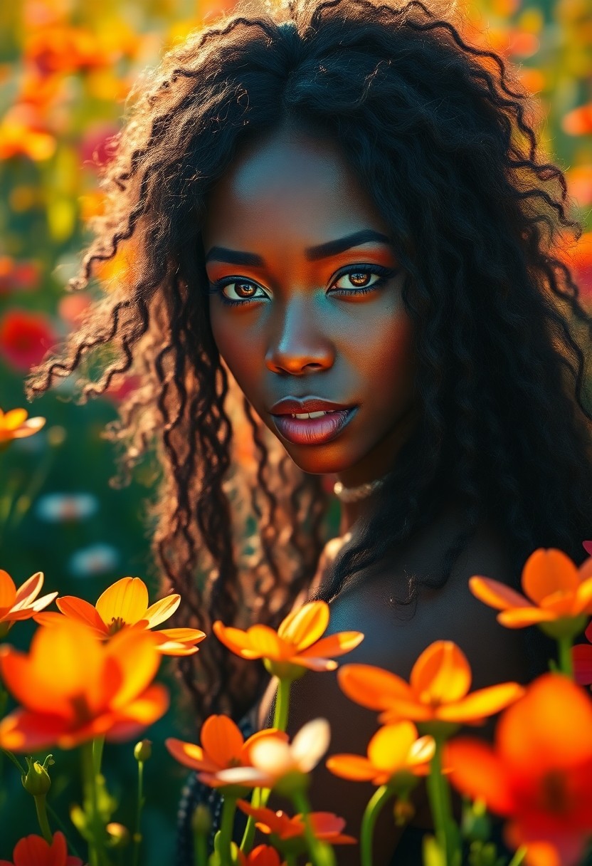 AI generated art for prompt: Create an image of a hyperrealistic oil painting depicting a mystical Caribbean woman standing in a 