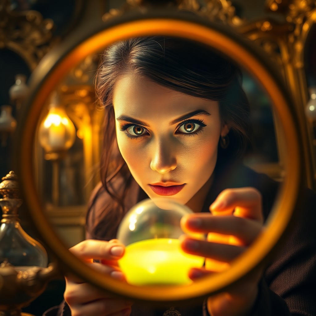 AI generated art for prompt: A captivating portrait captures the essence of an enigmatic alchemist in a gilded, elaborate studio 