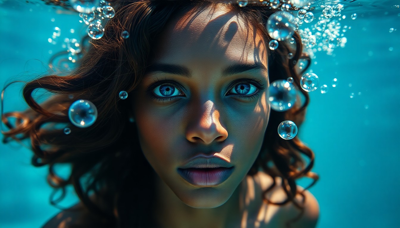 AI generated art for prompt: A captivating portrait of a Sub-Saharan African woman with deep blue eyes and porcelain skin, captur