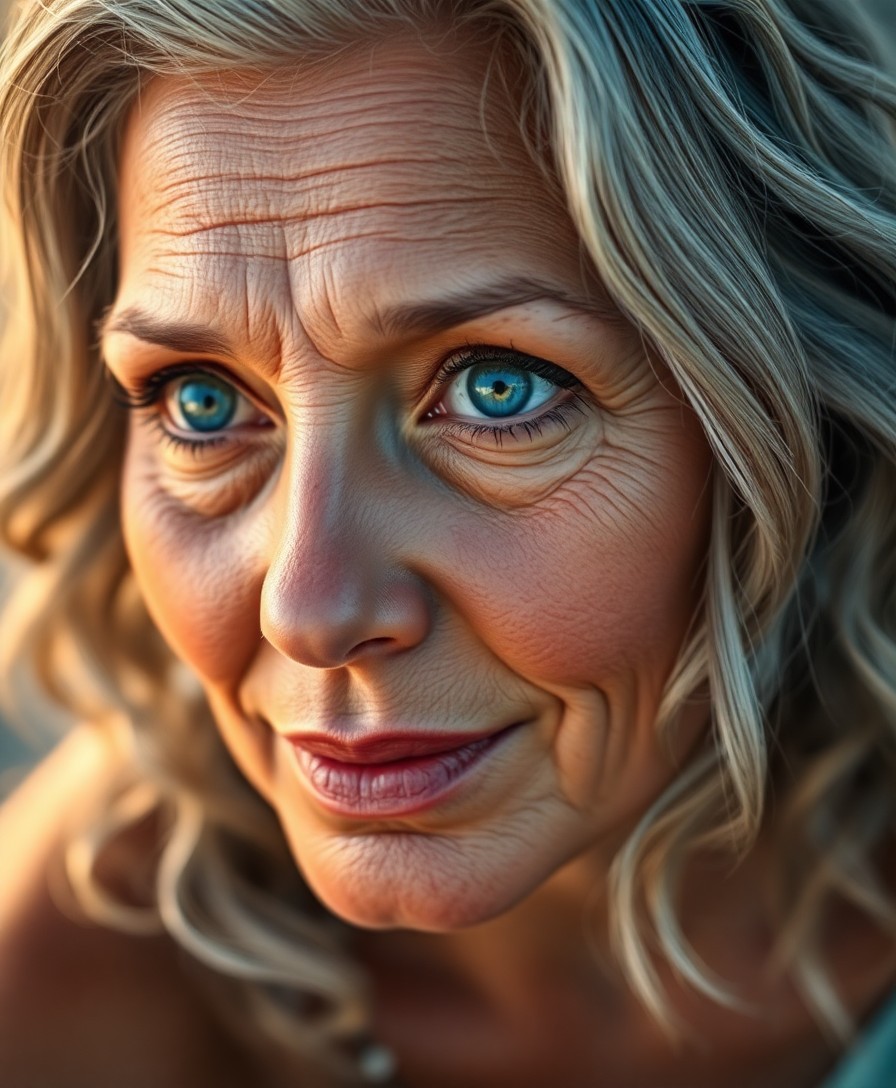 AI generated art for prompt: Envision a strikingly photorealistic portrait of a middle-aged Polynesian woman with wavy hair strea