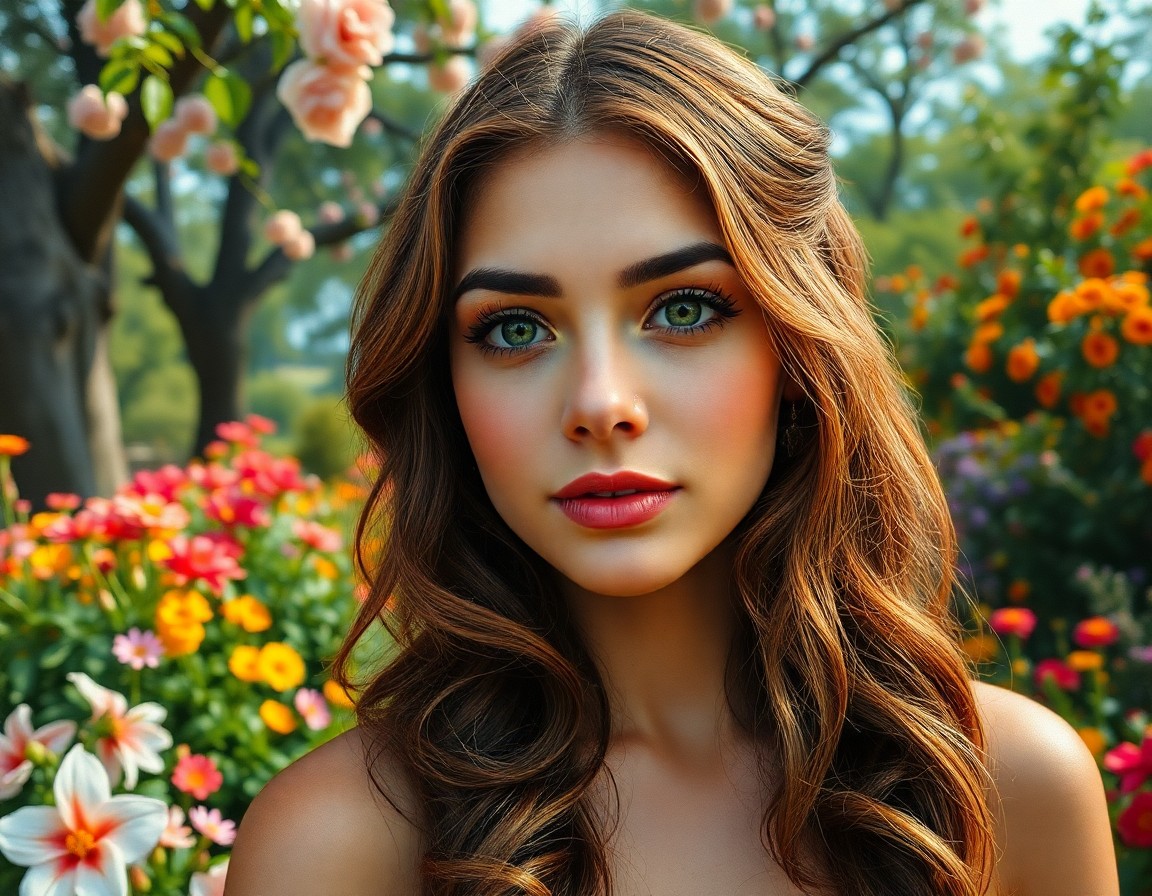 AI generated art for prompt: A fine art oil painting portrays a mesmerizing Hispanic woman with serene green eyes and porcelain s