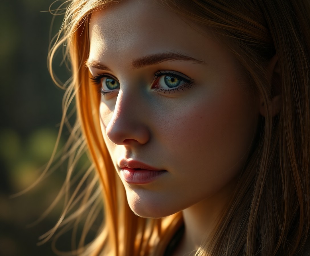 AI generated art for prompt: A photorealistic portrait photograph of a young Eastern European woman with compassionate green eyes