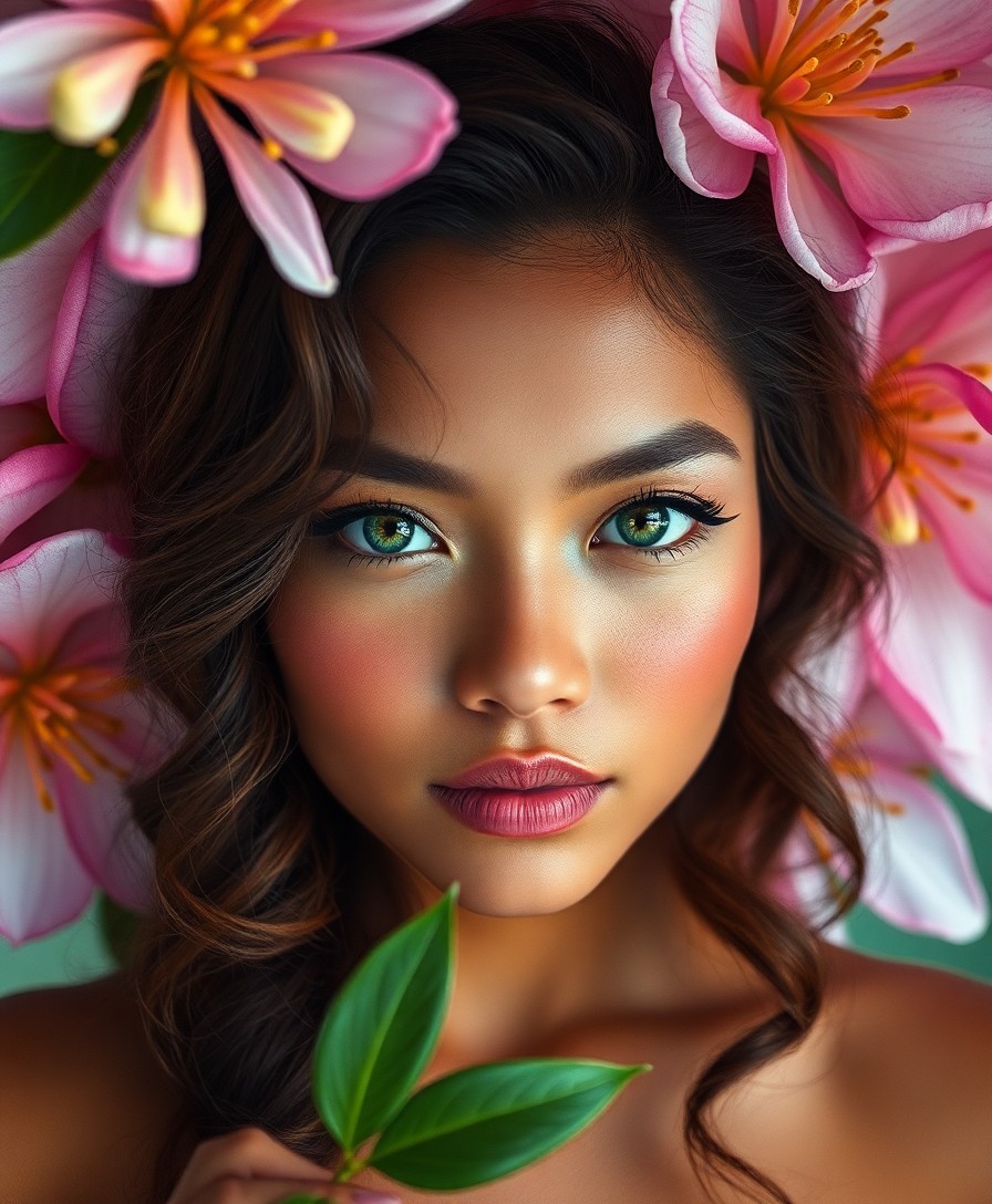 AI generated art for prompt: Craft a mid-20th century photograph style image portraying a surreal portrait of a Pacific Islander 