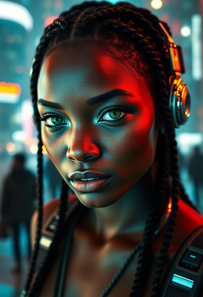 AI generated art for prompt: Craft a photorealistic portrait merging cutting-edge sci-fi art with portrait photography. Showcase 