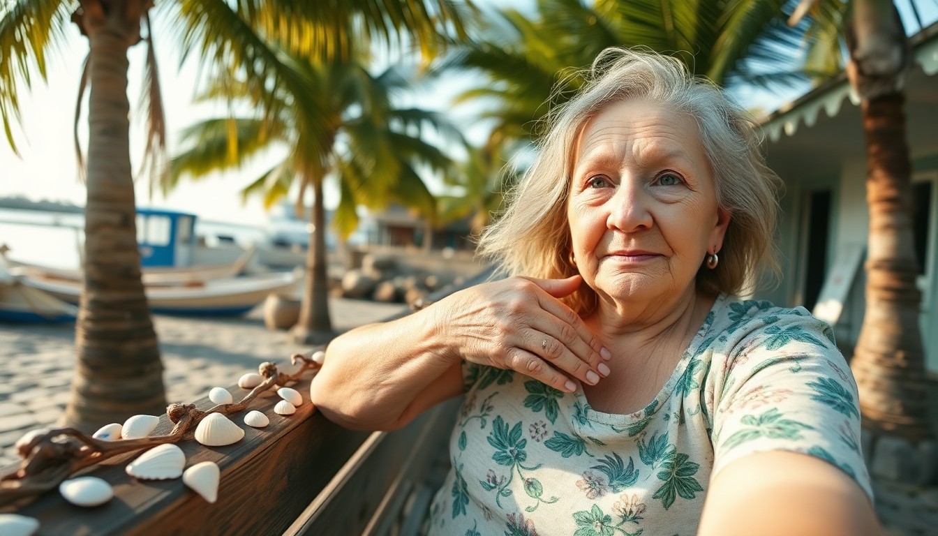 AI generated art for prompt: A DSLR captures a unique 'bug's-eye view' portrait of an elderly Celtic woman in a coastal fishing v