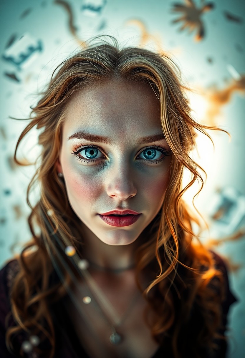 AI generated art for prompt: Craft a photorealistic portrait photograph of an Eastern European woman with vibrant blue eyes and c